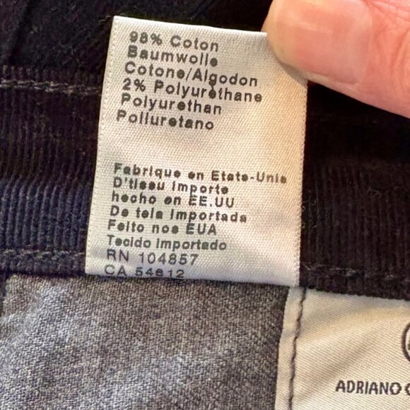 AG Adriano Goldschmied The Prima Cigarette Leg Corduroy Pants Navy Blue Size 31R - Picture 15 of 15